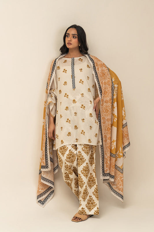 3 PIECE PRINTED LAWN SUIT-SUNNY BLAZE (UNSTITCHED)