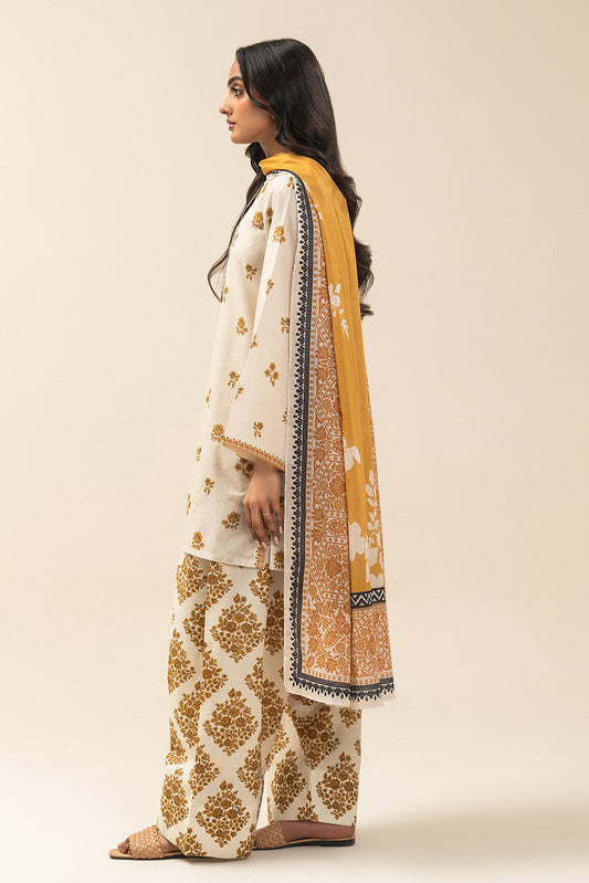 3 PIECE PRINTED LAWN SUIT-SUNNY BLAZE (UNSTITCHED)