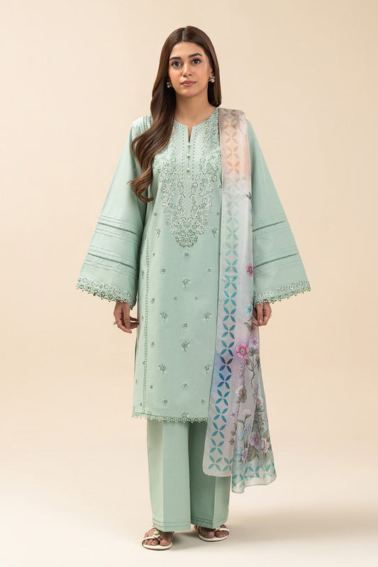 2 PIECE EMBROIDERED LAWN SUIT-MINTY GARDEN (UNSTITCHED)