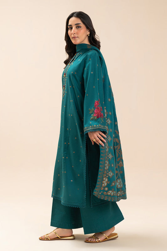 3 PIECE EMBROIDERED LAWN SUIT-BERYL BLUE (UNSTITCHED)