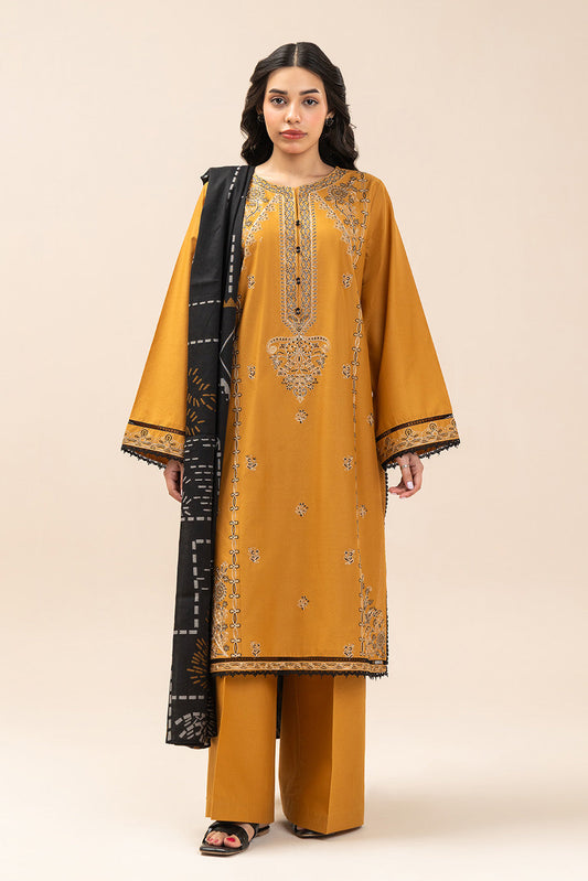 3 PIECE EMBROIDERED LAWN SUIT-OCHRE TALE (UNSTITCHED)