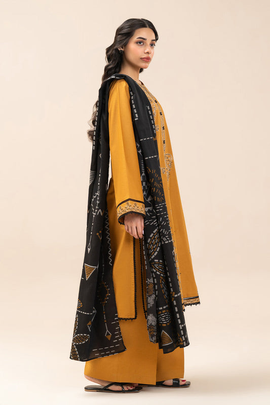 3 PIECE EMBROIDERED LAWN SUIT-OCHRE TALE (UNSTITCHED)