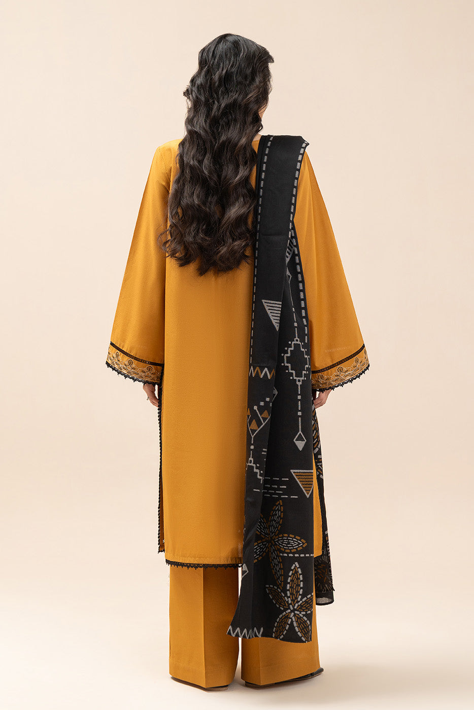 3 PIECE EMBROIDERED LAWN SUIT-OCHRE TALE (UNSTITCHED)