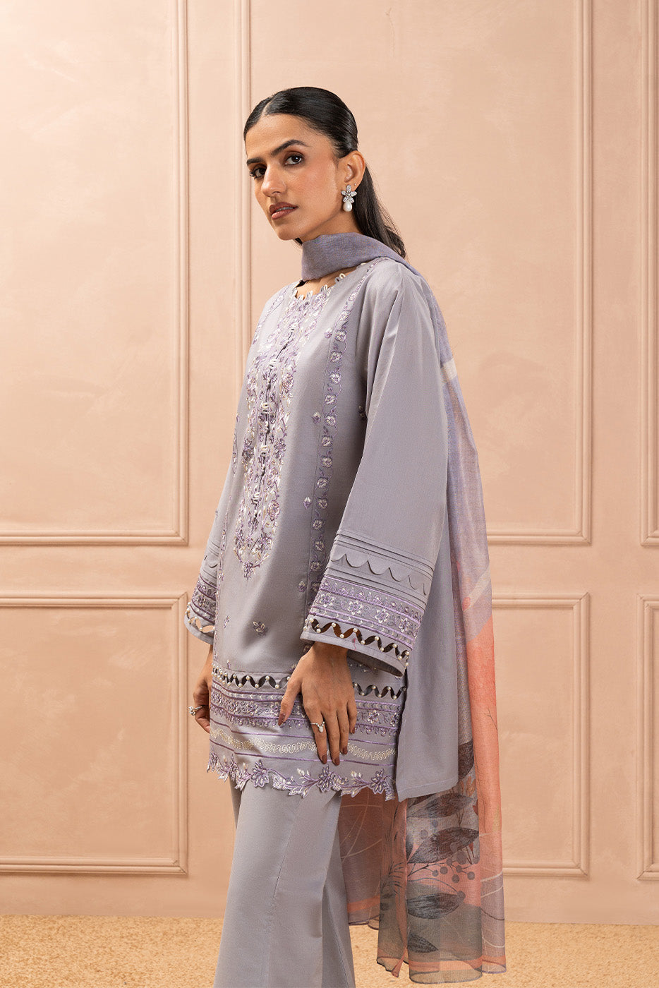 3 PIECE EMBROIDERED LAWN SUIT-ARCTIC SERENITY (UNSTITCHED)