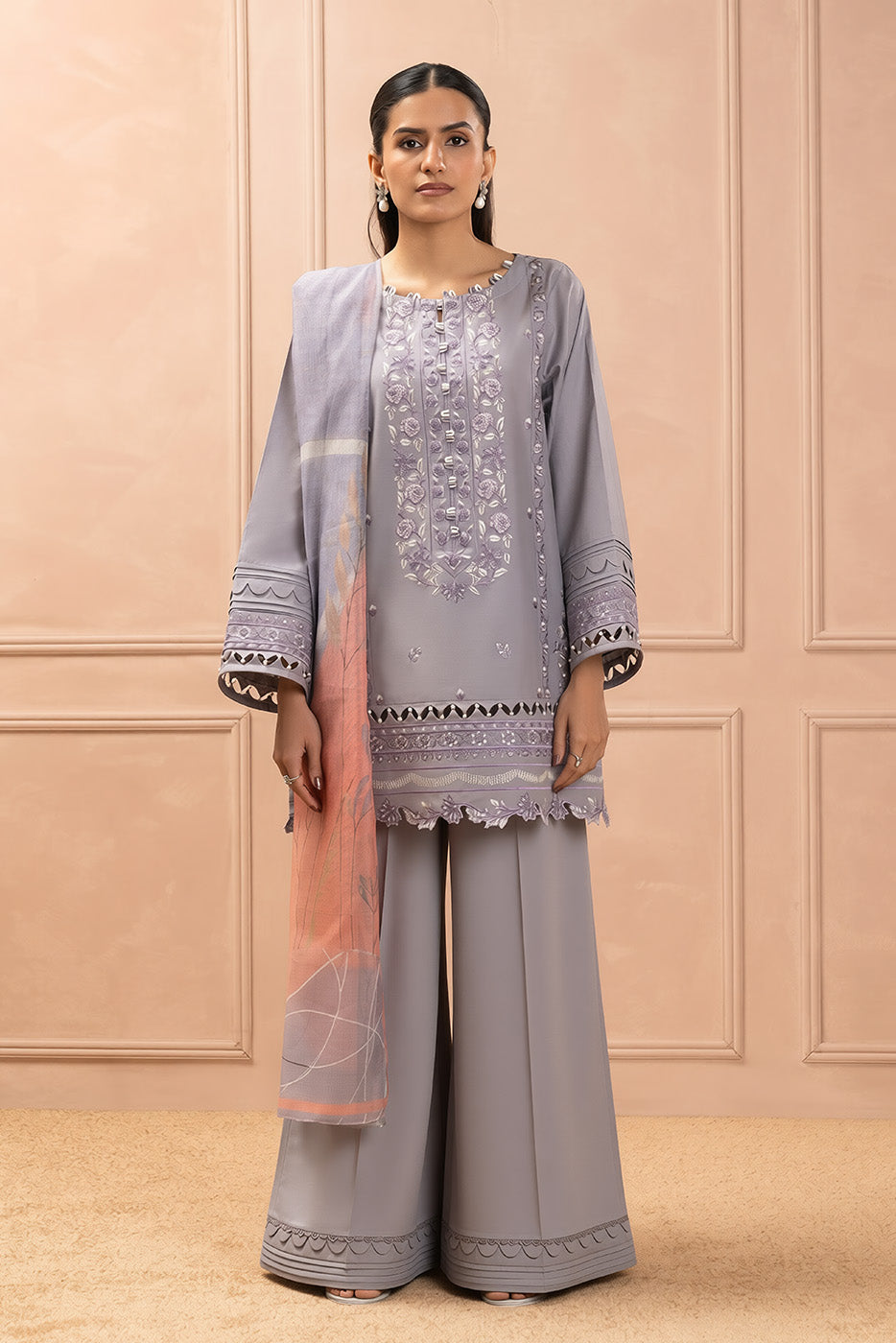 3 PIECE EMBROIDERED LAWN SUIT-ARCTIC SERENITY (UNSTITCHED)