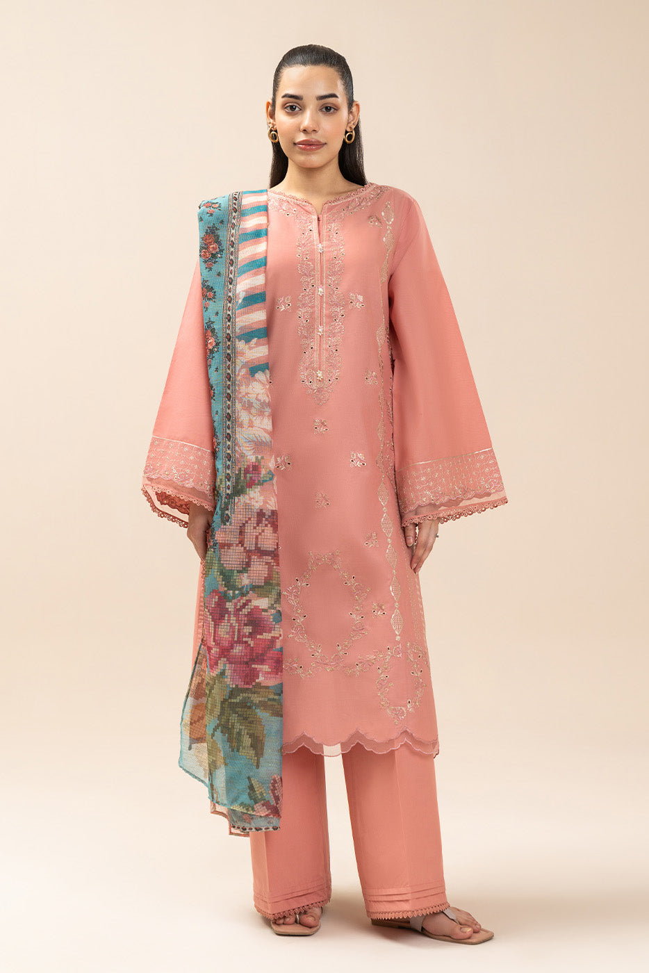 3 PIECE EMBROIDERED LAWN SUIT-MEADOW SAGE (UNSTITCHED)