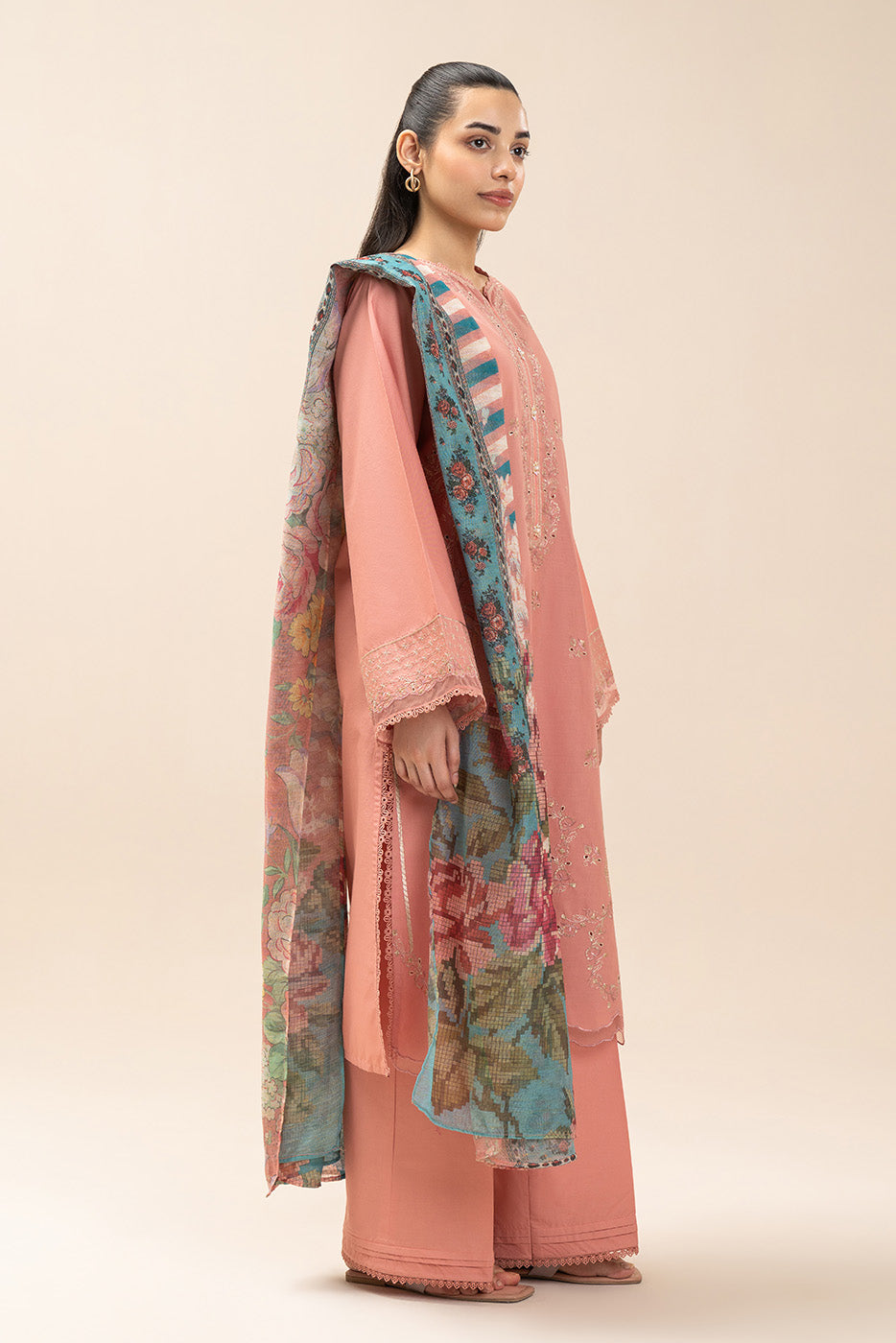 3 PIECE EMBROIDERED LAWN SUIT-MEADOW SAGE (UNSTITCHED)