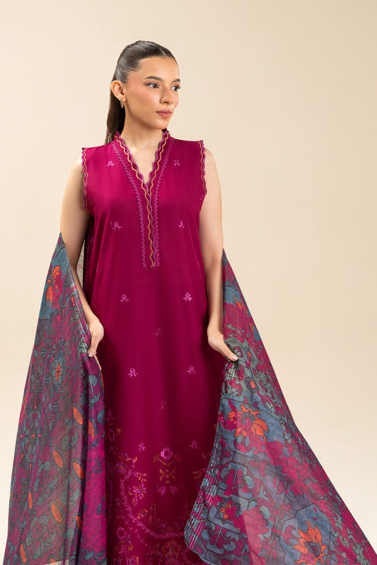 3 PIECE EMBROIDERED LAWN SUIT-FUSCHIA DREAM (UNSTITCHED)