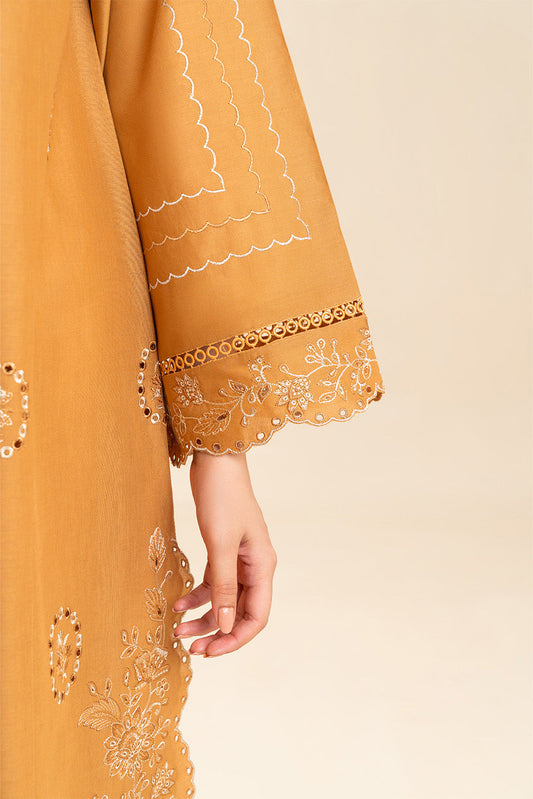 3 PIECE EMBROIDERED LAWN SUIT-MARIGOLD GRID (UNSTITCHED)