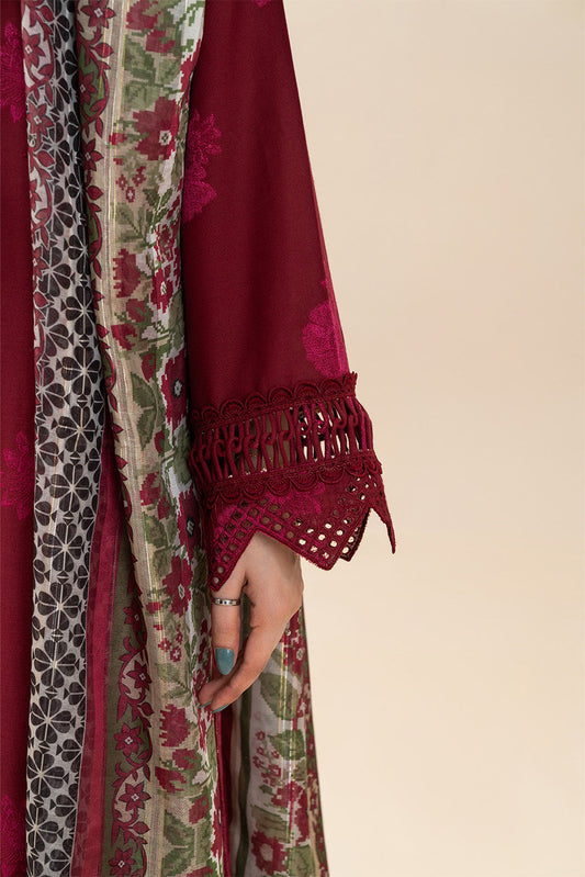3 PIECE EMBROIDERED  JACQUARD SUIT-CARMINE PETAL (UNSTITCHED)