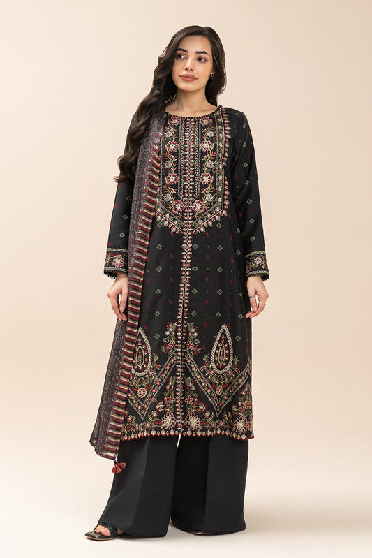 3 PIECE EMBROIDERED  JACQUARD SUIT-SABLE GRACE (UNSTITCHED)