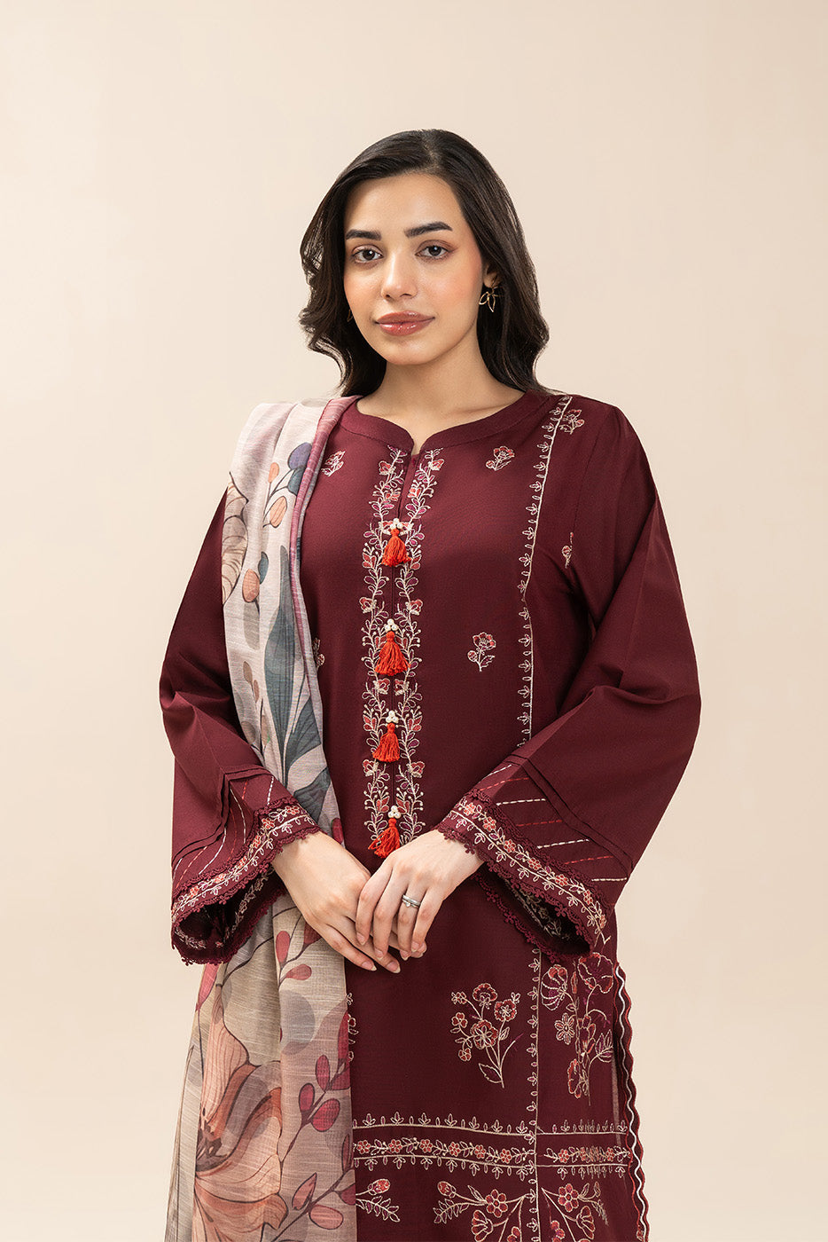 3 PIECE EMBROIDERED LAWN SUIT-BERYL BLUE (UNSTITCHED)