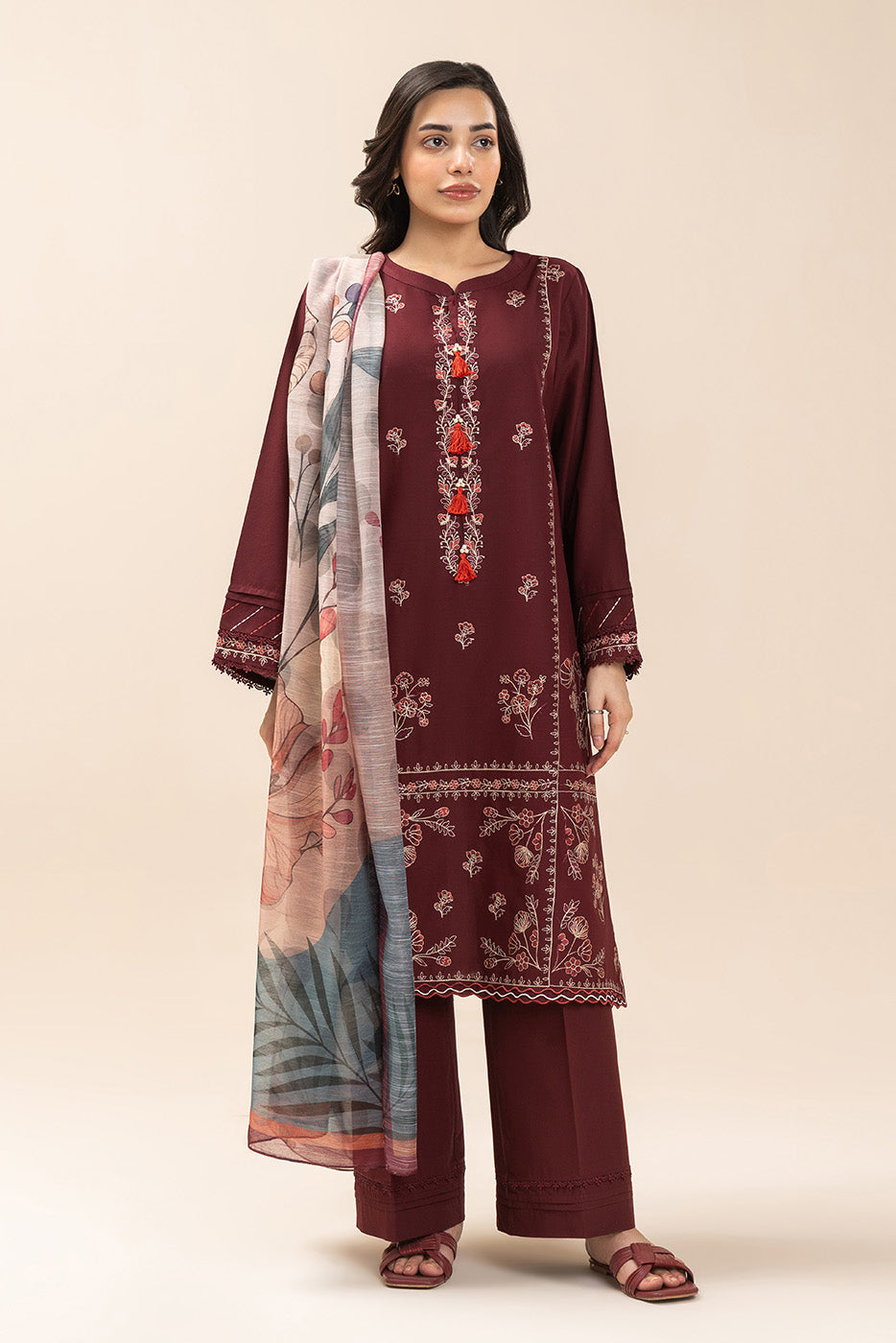 3 PIECE EMBROIDERED LAWN SUIT-BERYL BLUE (UNSTITCHED)