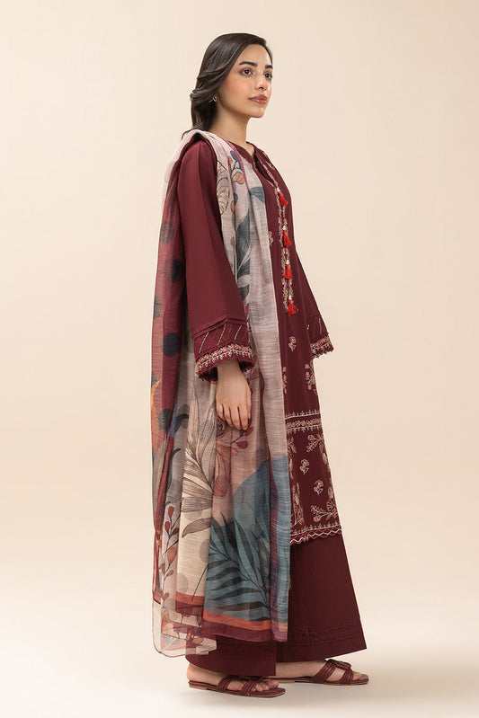 3 PIECE EMBROIDERED LAWN SUIT-BERYL BLUE (UNSTITCHED)