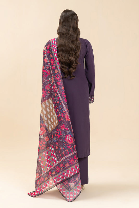 3 PIECE EMBROIDERED LAWN SUIT-IMPERIAL PLUM (UNSTITCHED)