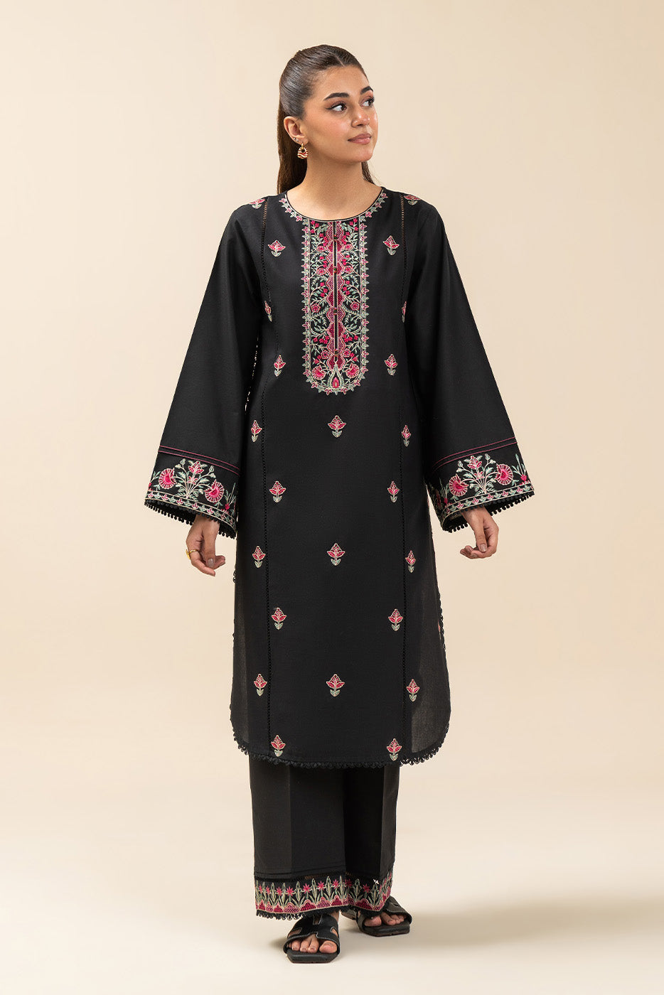 2 PIECE EMBROIDERED LAWN SUIT-TRIBE NOIR (UNSTITCHED)