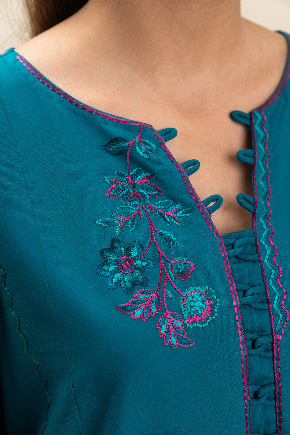 2 PIECE EMBROIDERED LAWN SUIT-TEAL TALISMAN (UNSTITCHED)