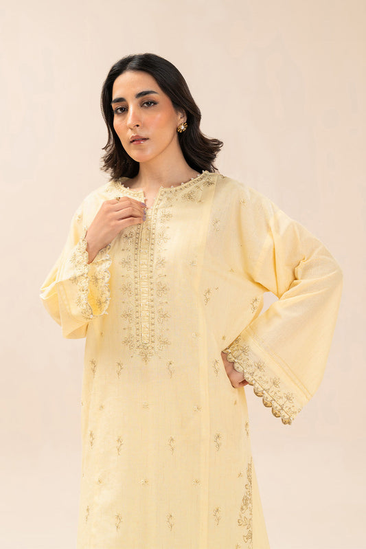 2 PIECE EMBROIDERED TEXTURED LAWN SUIT-AMBER BLING (UNSTITCHED)