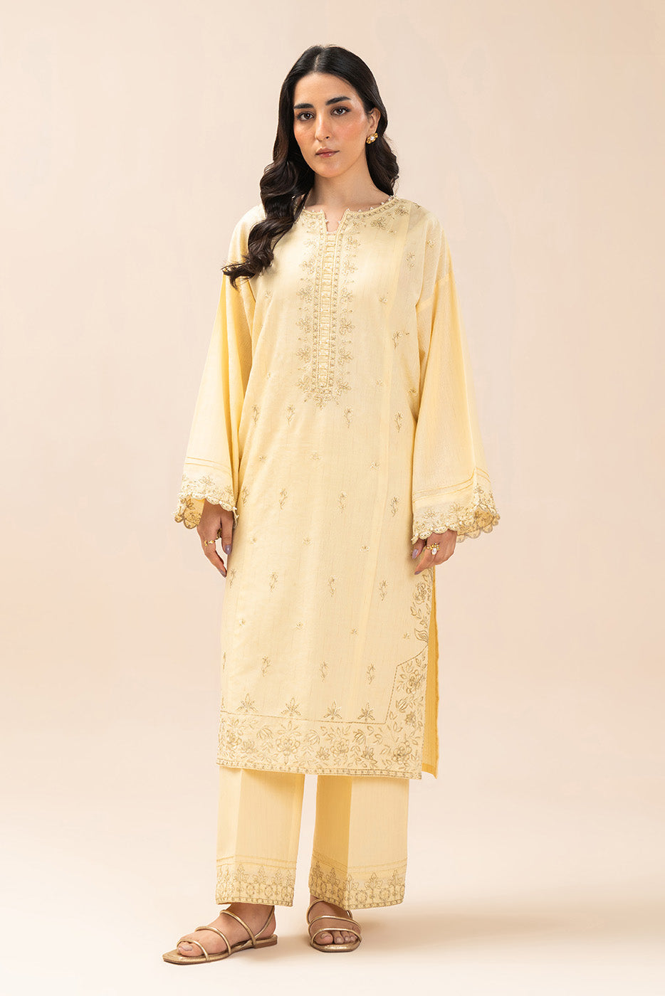 2 PIECE EMBROIDERED TEXTURED LAWN SUIT-AMBER BLING (UNSTITCHED)