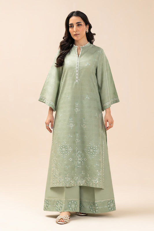 2 PIECE EMBROIDERED TEXTURED LAWN SUIT-WHIMSICAL SAGE (UNSTITCHED)