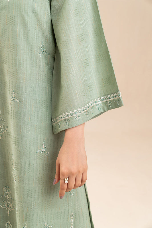 2 PIECE EMBROIDERED TEXTURED LAWN SUIT-WHIMSICAL SAGE (UNSTITCHED)