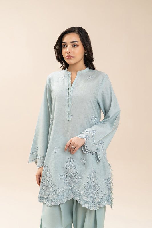2 PIECE EMBROIDERED SELF JACQUARD SUIT-ARCTIC SERENITY (UNSTITCHED)