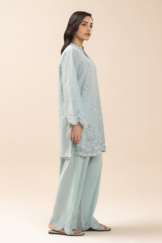 2 PIECE EMBROIDERED SELF JACQUARD SUIT-ARCTIC SERENITY (UNSTITCHED)
