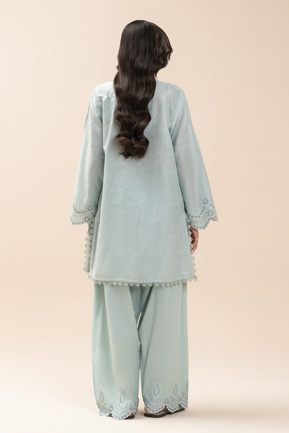 2 PIECE EMBROIDERED SELF JACQUARD SUIT-ARCTIC SERENITY (UNSTITCHED)