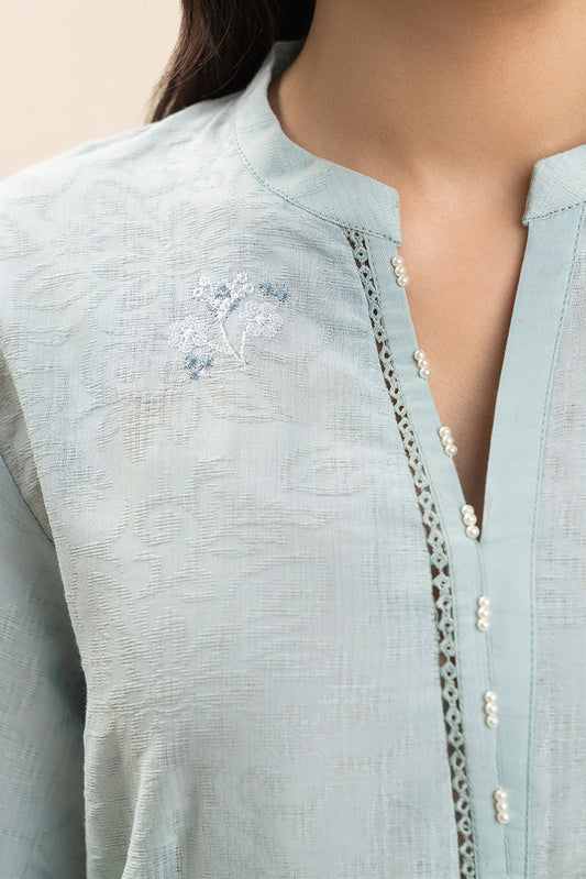 2 PIECE EMBROIDERED SELF JACQUARD SUIT-ARCTIC SERENITY (UNSTITCHED)
