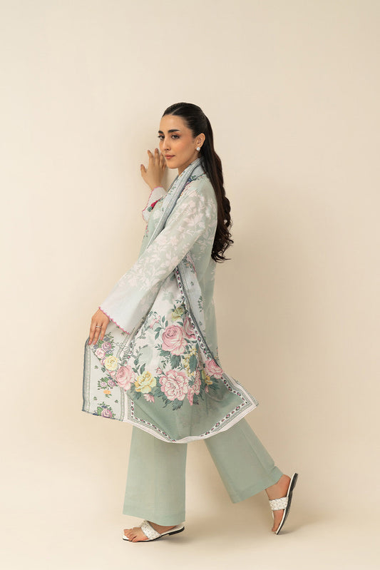 3 PIECE PRINTED LAWN SUIT-PASTEL BLOOM (UNSTITCHED)