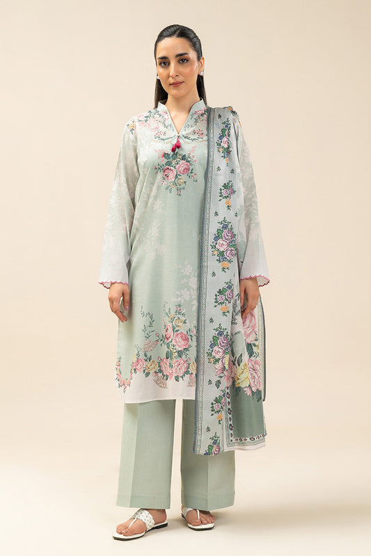 3 PIECE PRINTED LAWN SUIT-PASTEL BLOOM (UNSTITCHED)