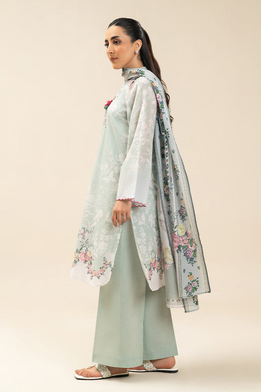 3 PIECE PRINTED LAWN SUIT-PASTEL BLOOM (UNSTITCHED)