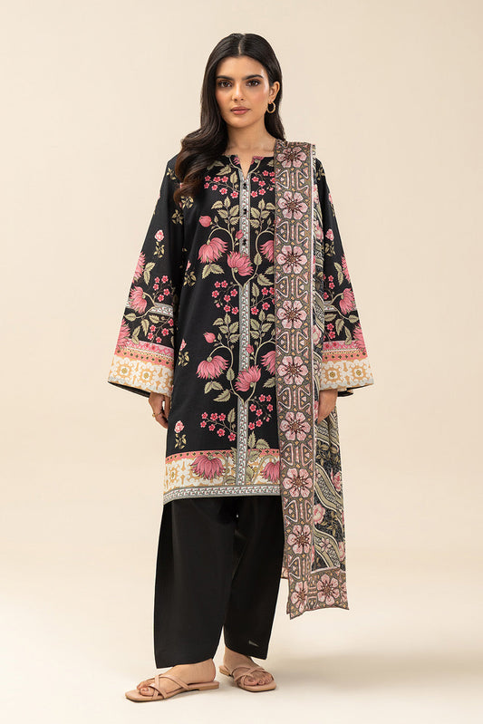 3 PIECE PRINTED LAWN SUIT-EVENING GARDEN (UNSTITCHED)