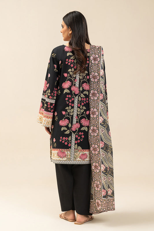 3 PIECE PRINTED LAWN SUIT-EVENING GARDEN (UNSTITCHED)