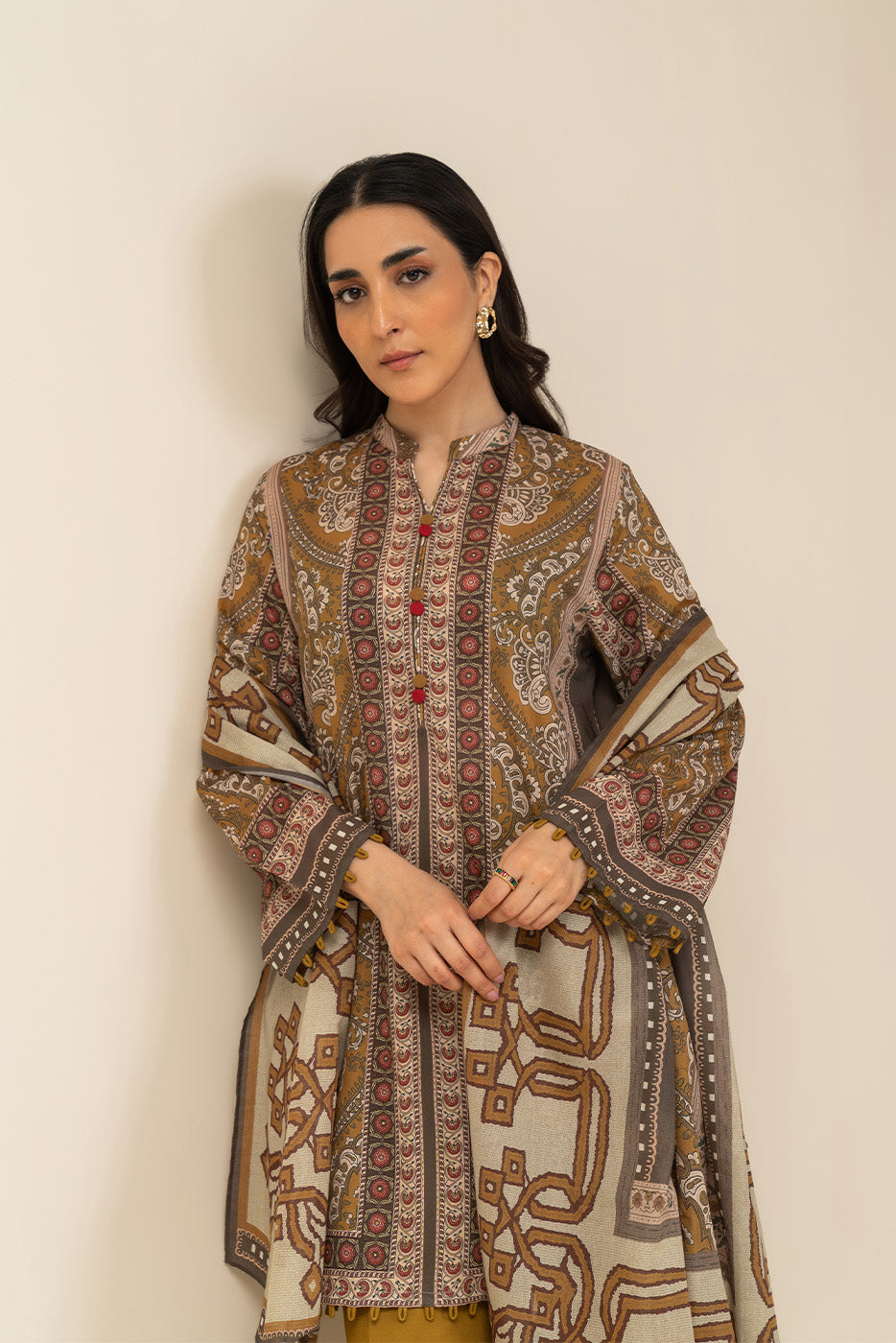 3 PIECE PRINTED LAWN SUIT-HONEY HARMONY (UNSTITCHED)