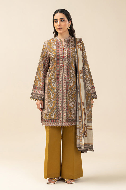 3 PIECE PRINTED LAWN SUIT-HONEY HARMONY (UNSTITCHED)