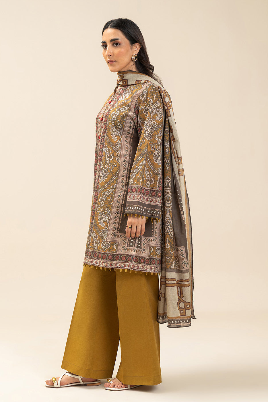 3 PIECE PRINTED LAWN SUIT-HONEY HARMONY (UNSTITCHED)