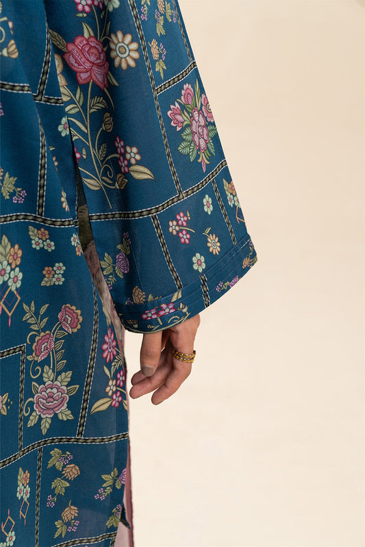 3 PIECE PRINTED LAWN SUIT-COSMOS BLUE (UNSTITCHED)