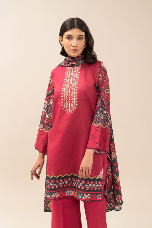 3 PIECE PRINT LAWN SUIT-SCARLET AURA (UNSTITCHED)