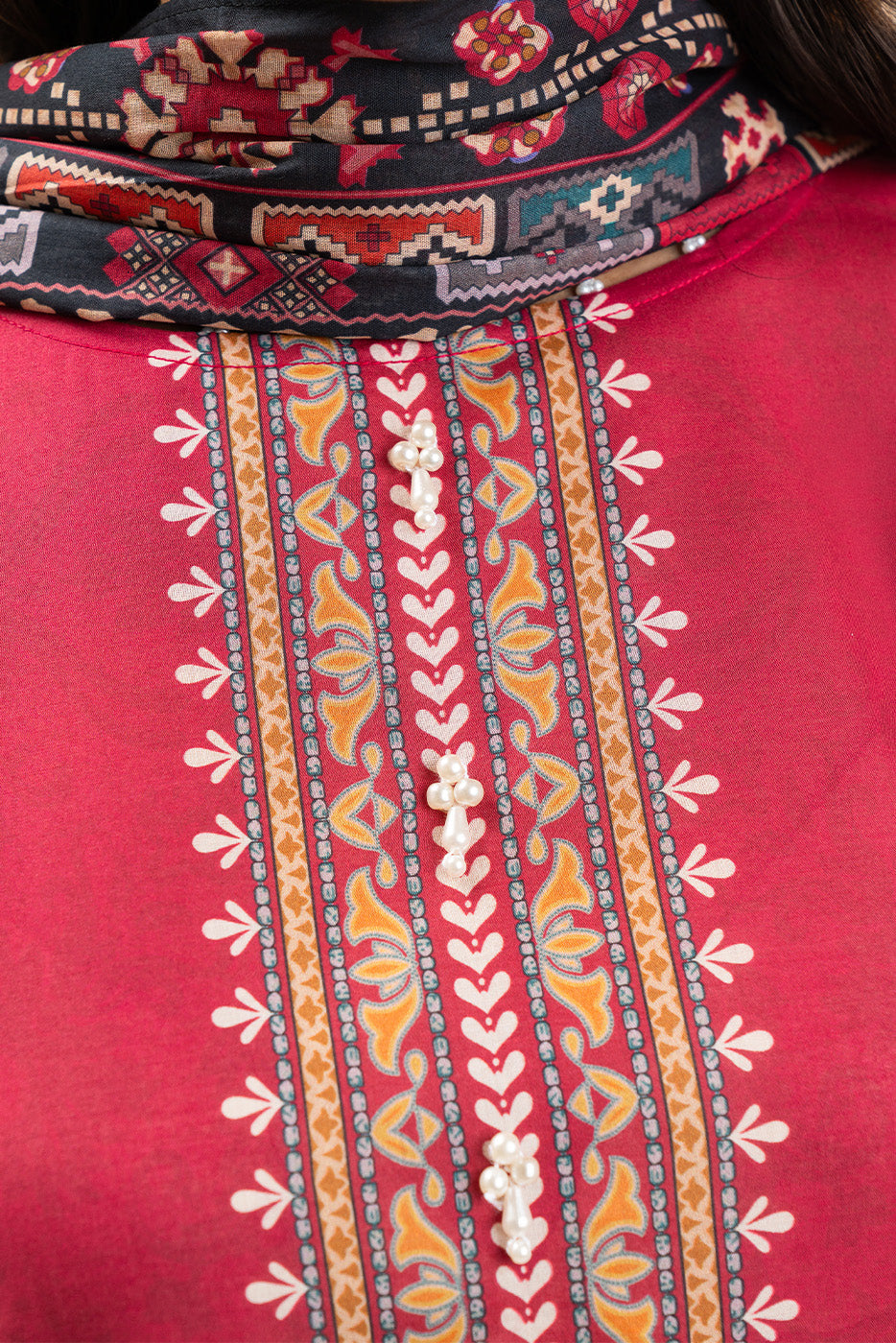3 PIECE PRINT LAWN SUIT-SCARLET AURA (UNSTITCHED)