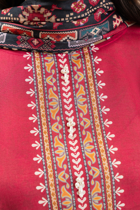 3 PIECE PRINT LAWN SUIT-SCARLET AURA (UNSTITCHED)