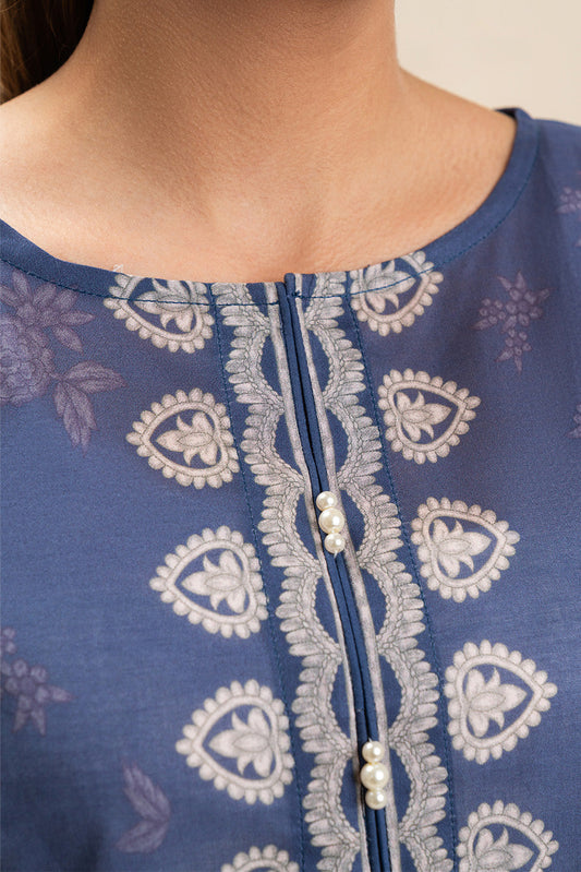 3 PIECE PRINTED LAWN SUIT-SYMPHONY BLUE (UNSTITCHED)