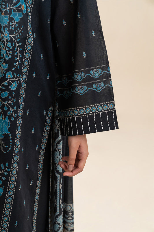 3 PIECE PRINTED LAWN SUIT-MYSTERY BLUE (UNSTITCHED)