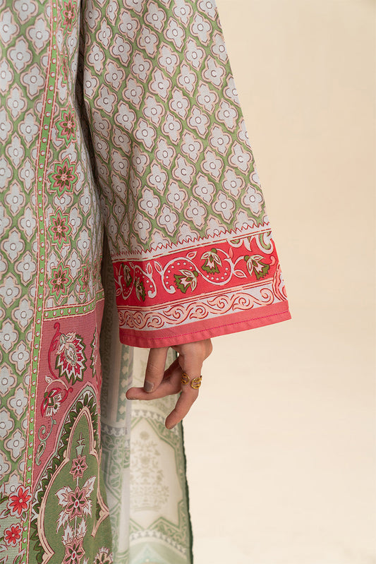 3 PIECE PRINTED LAWN SUIT-FOREST GREEN (UNSTITCHED)