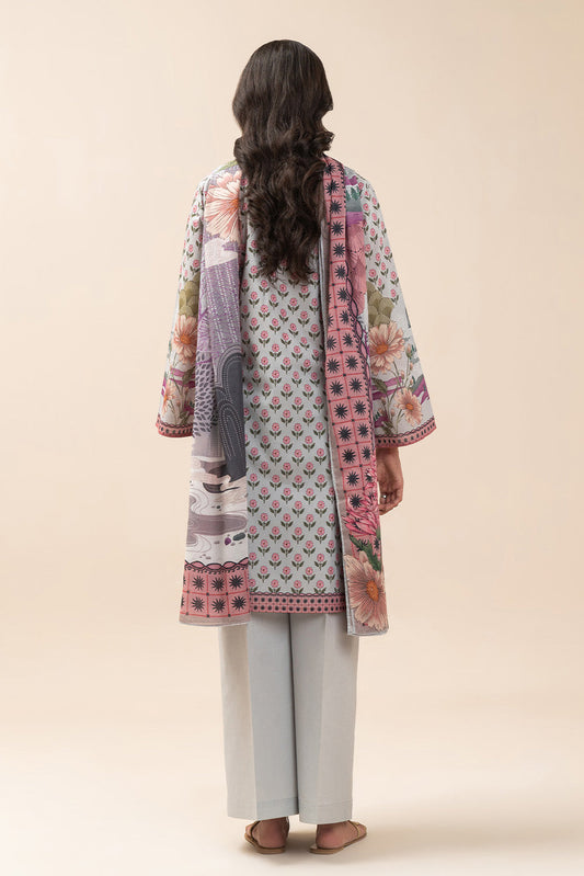 3 PIECE PRINT LAWN SUIT-SPLENDOUR GREY (UNSTITCHED)