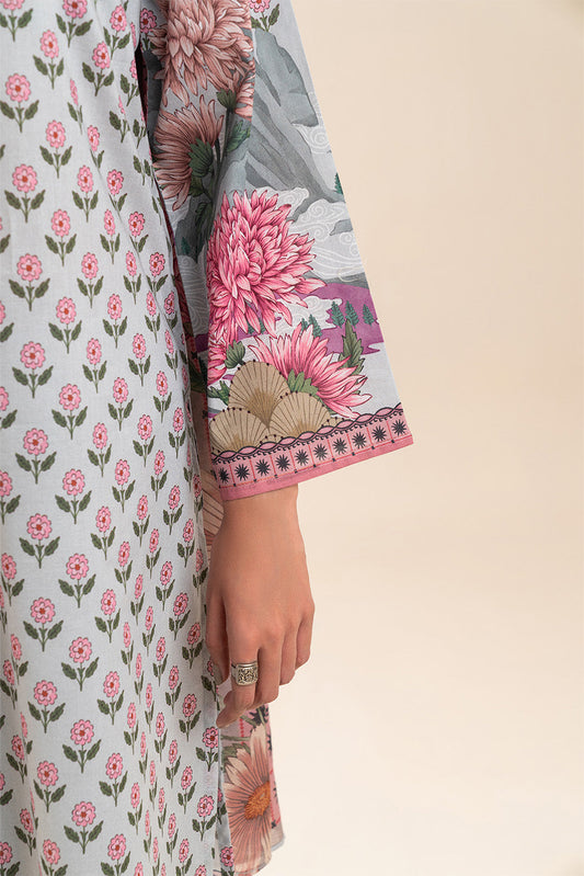 3 PIECE PRINT LAWN SUIT-SPLENDOUR GREY (UNSTITCHED)