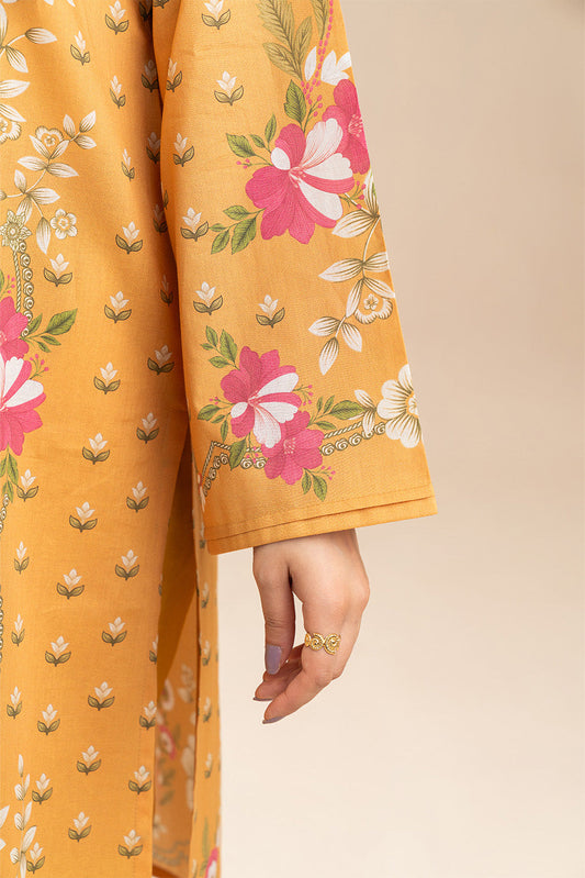 3 PIECE PRINT LAWN SUIT-WILDFLOWER MUSTARD (UNSTITCHED)