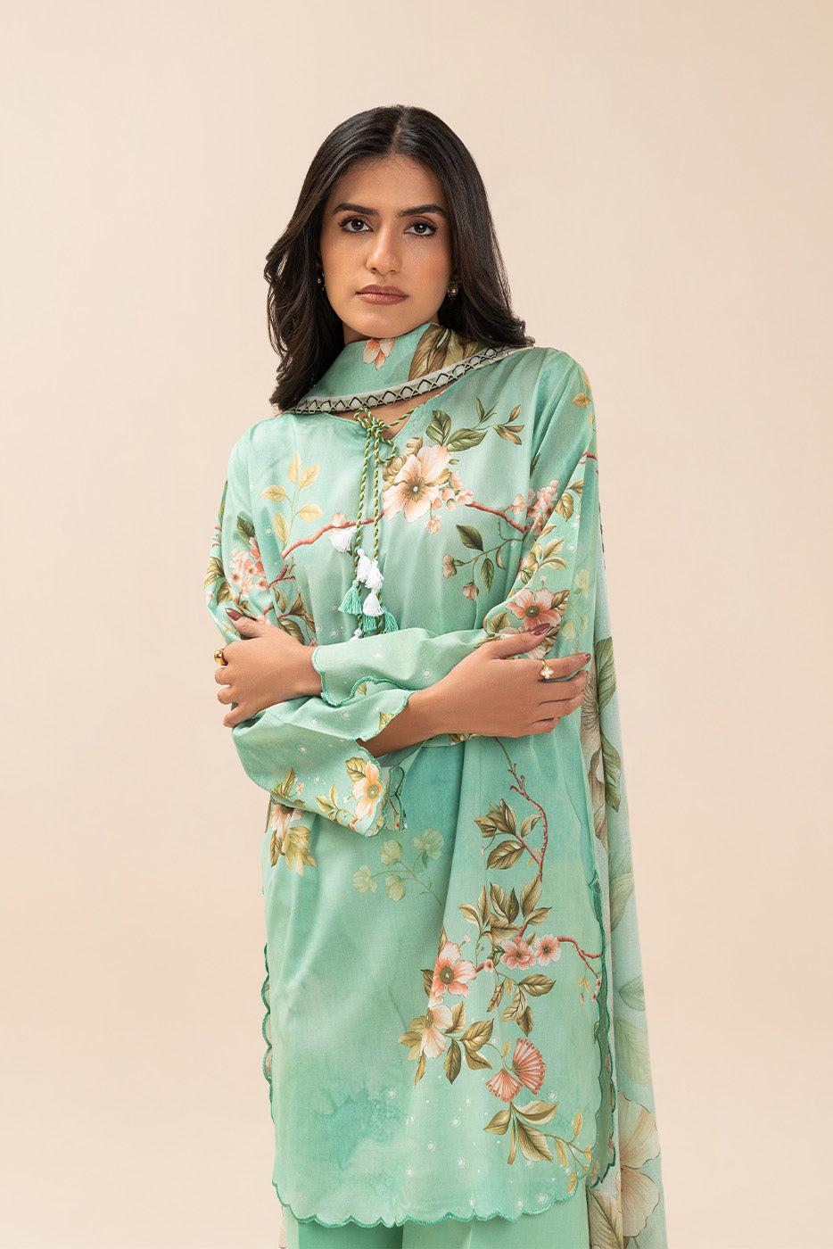3 PIECE PRINT LAWN SUIT-FLORAL SERENITY (UNSTITCHED)