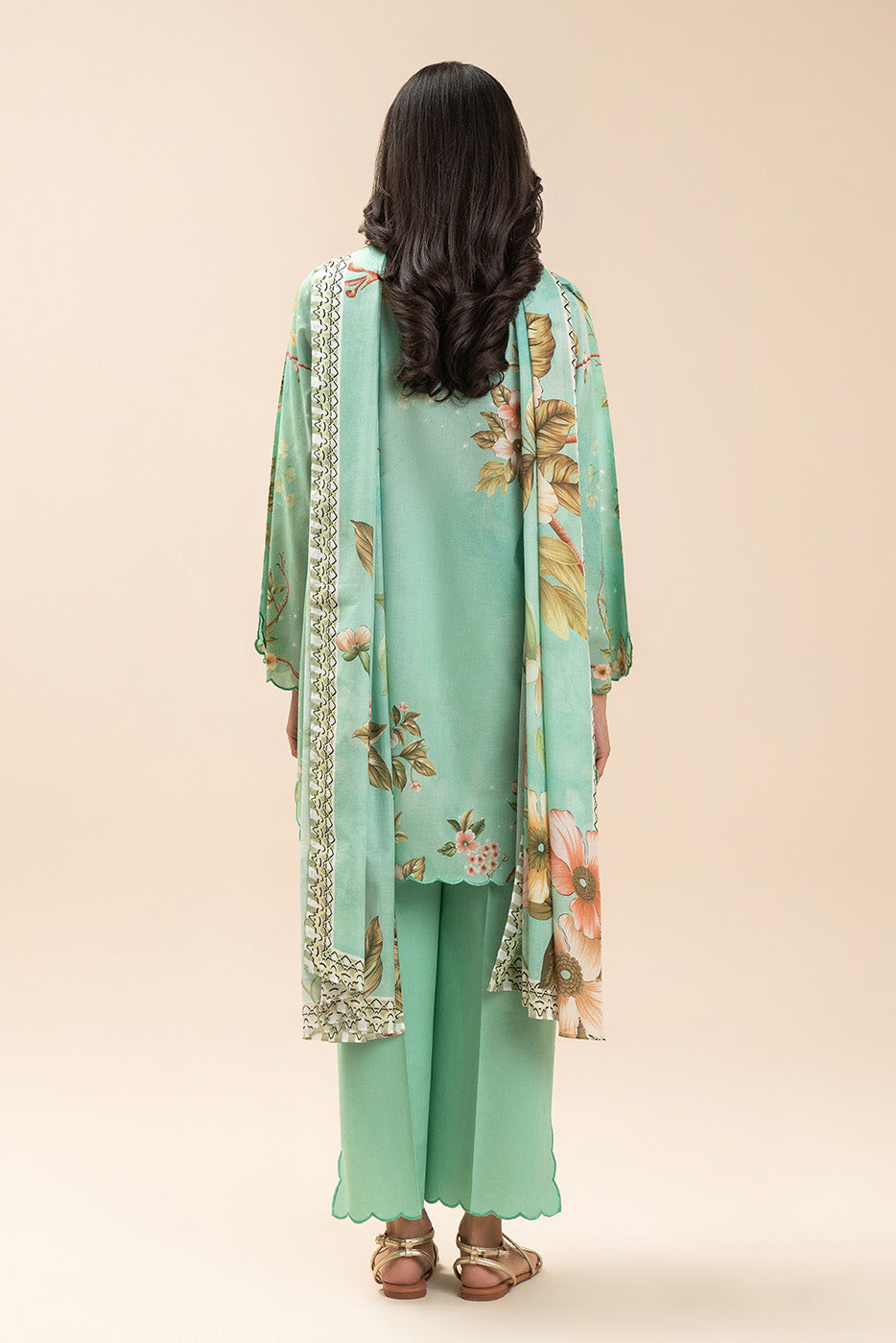 3 PIECE PRINT LAWN SUIT-FLORAL SERENITY (UNSTITCHED)