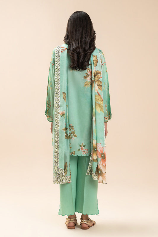 3 PIECE PRINT LAWN SUIT-FLORAL SERENITY (UNSTITCHED)